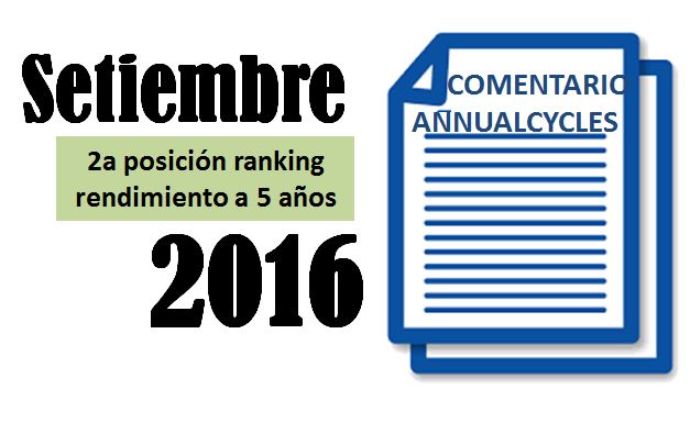 Setiembre 2016 – 2a posición en el ranking a 5 años
